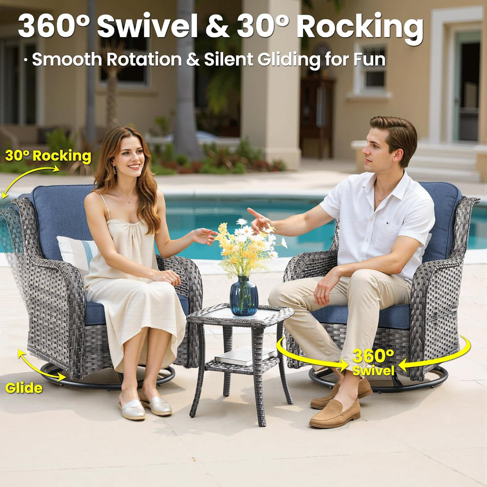 ovios 6-Piece Patio Furniture Set with Swivel Chairs Side Table, Outdoor Wick...