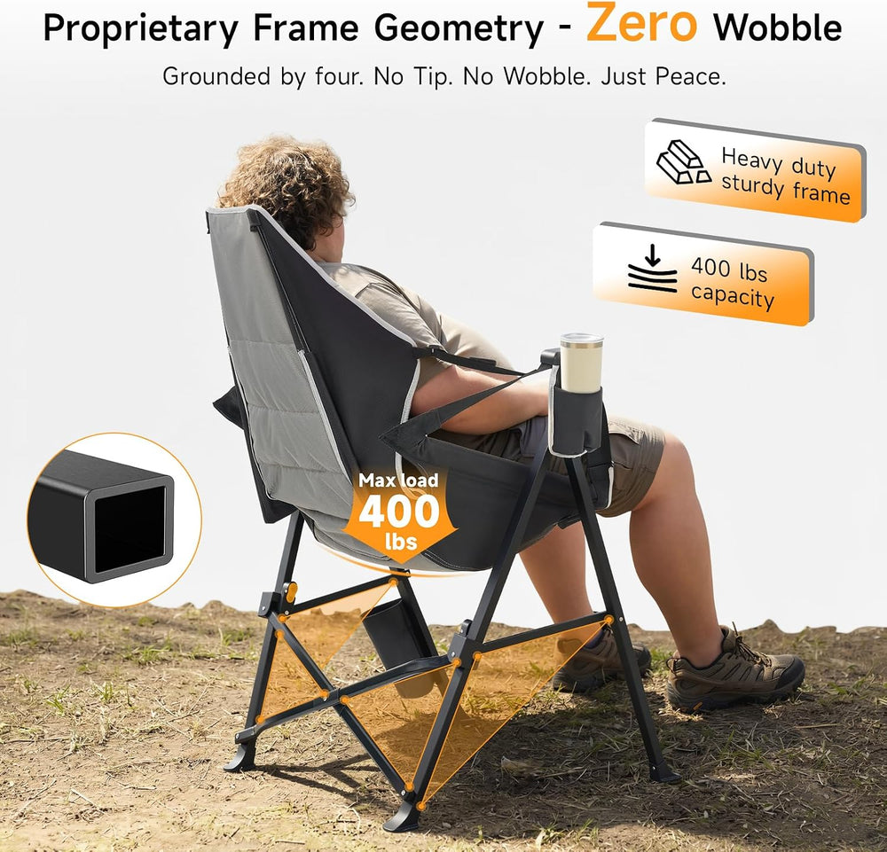 Hammock Camping Chair with Adjustable Backrest, Headrest and Cup Holder