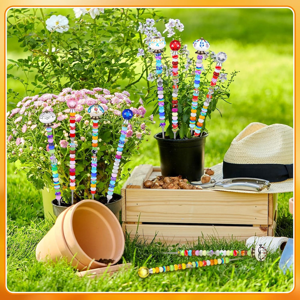 Hicarer 248 Pcs Fall DIY Fairy Wand Beaded Stakes Kit for Garden Craft