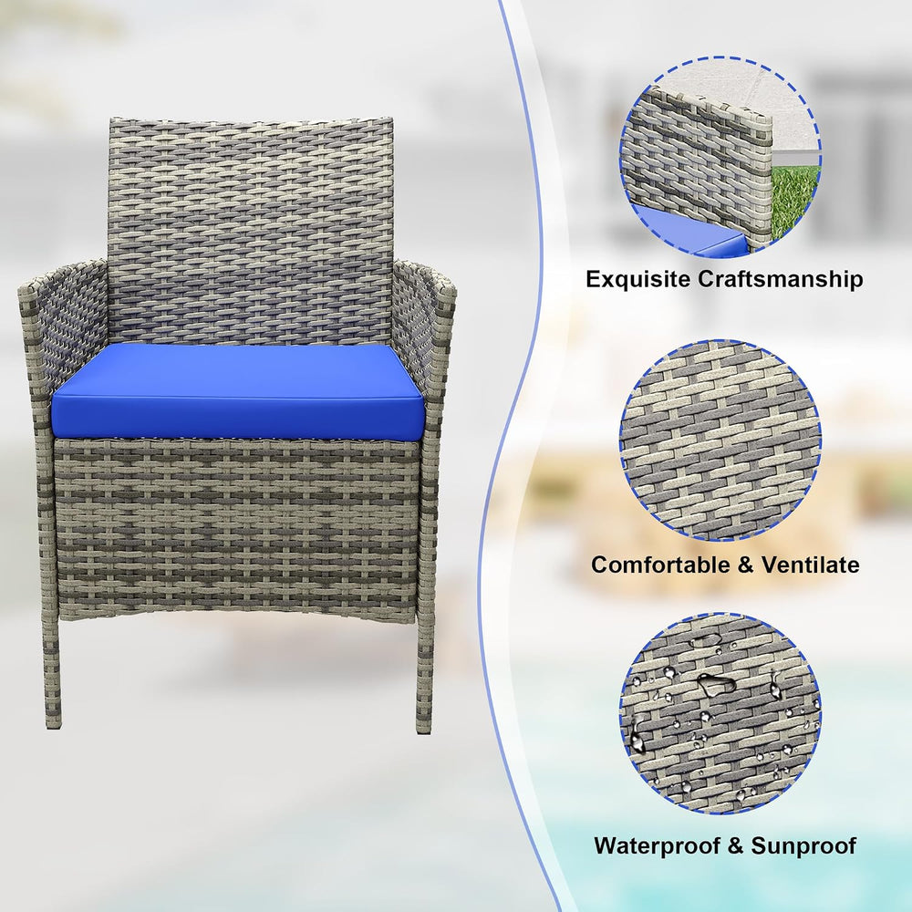 GarveeLife 3-Piece Patio Furniture Set, Rattan Outdoor Furniture with 2 Chair...
