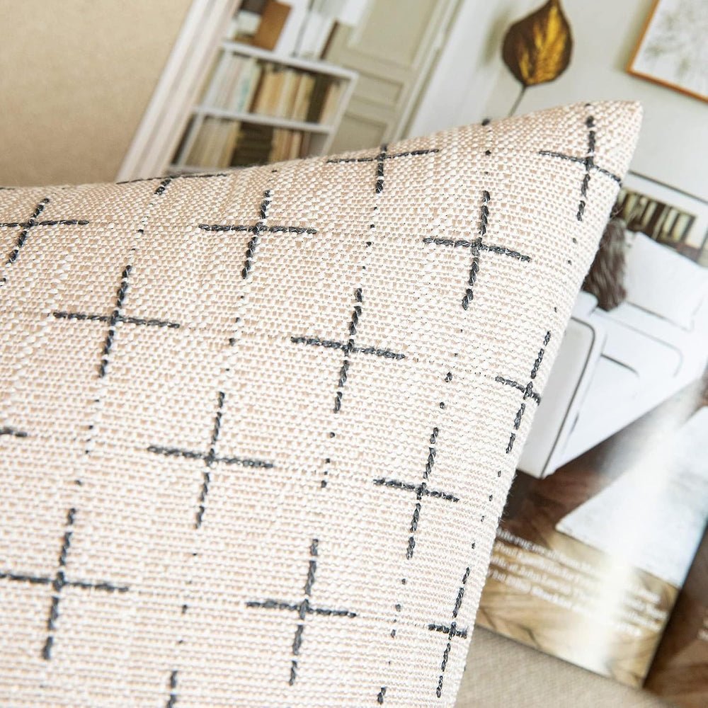 MIULEE Pack of 2 Decorative Burlap Linen Euro Sham Christmas Throw Pillow Cov...