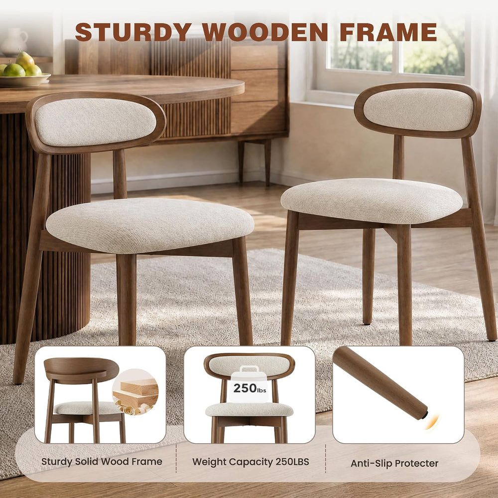 Dining Chairs Set of 2, Upholstered Dining Room Chairs with Solid Wood Legs