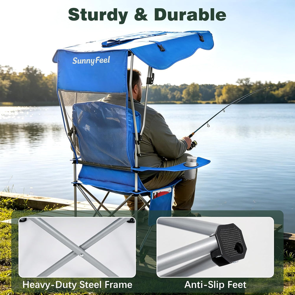 SUNNYFEEL Portable Folding Camping Chairs with Adjustable Canopy Shade