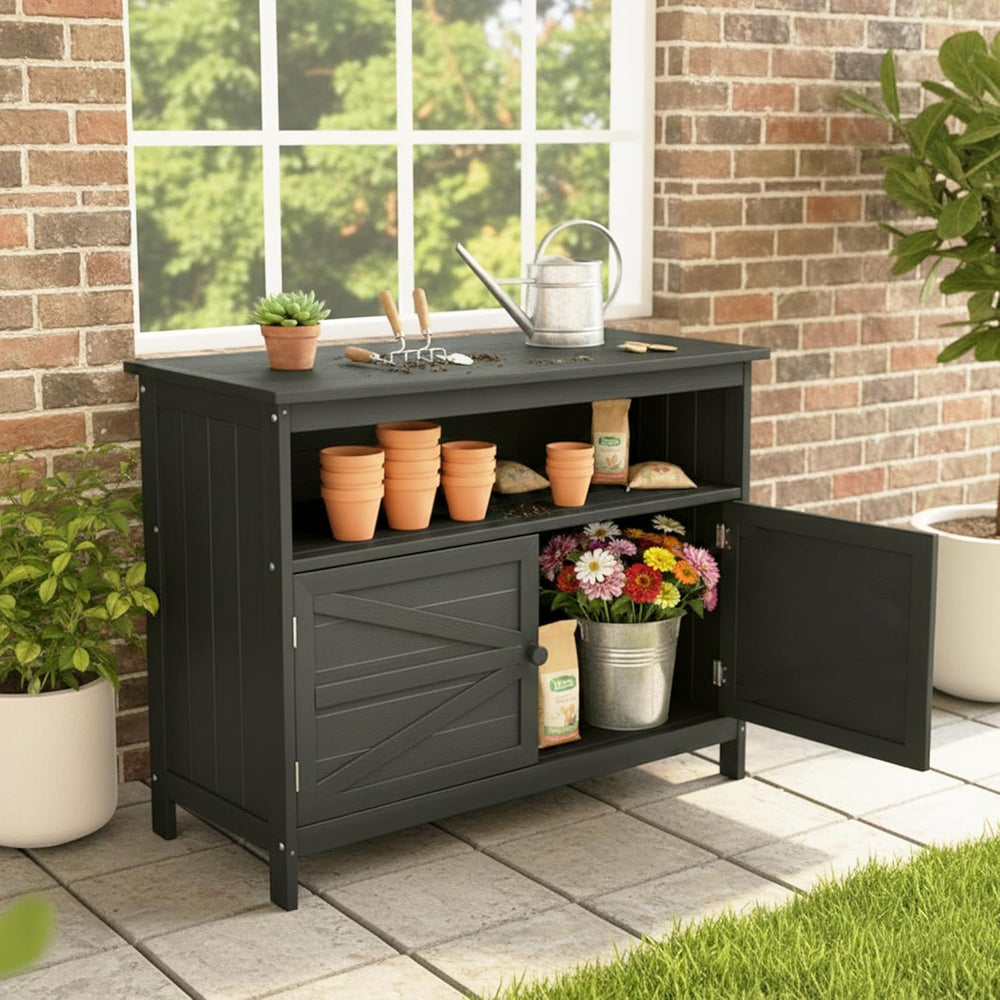HIPS All-Weather Outdoor Storage Cabinet,Outdoor Sideboard with Magnetic Door...