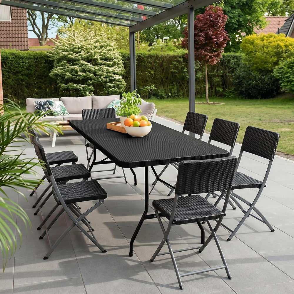 6FT Folding Table Portable Picnic Table Heavy-Duty Fold-in-Half Utility 6 Foo...