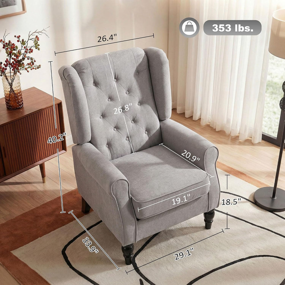HOMCOM Mid-Century Modern Accent Chair, High Wingback Armchair, Gray