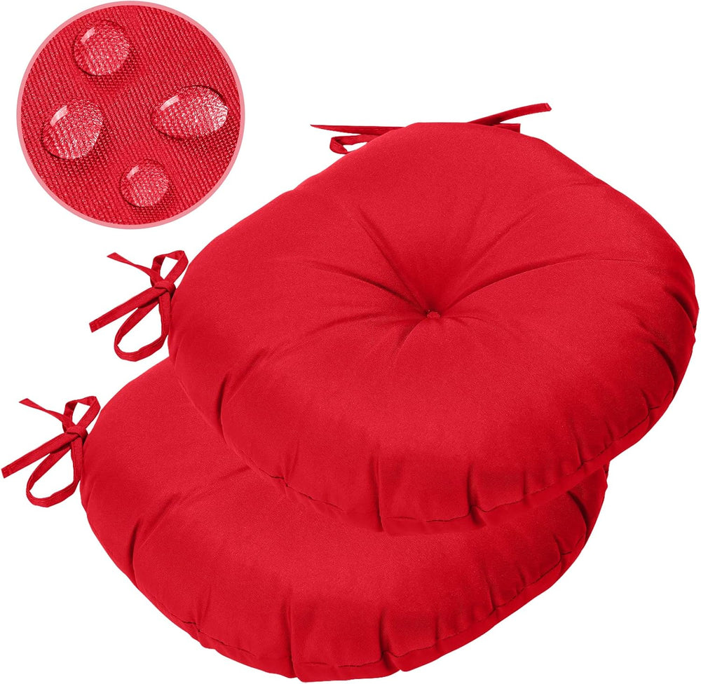 GUEGLSA Outdoor Tufted Round Cushions 15 inch, Waterproof Bistro Chair Cushio...