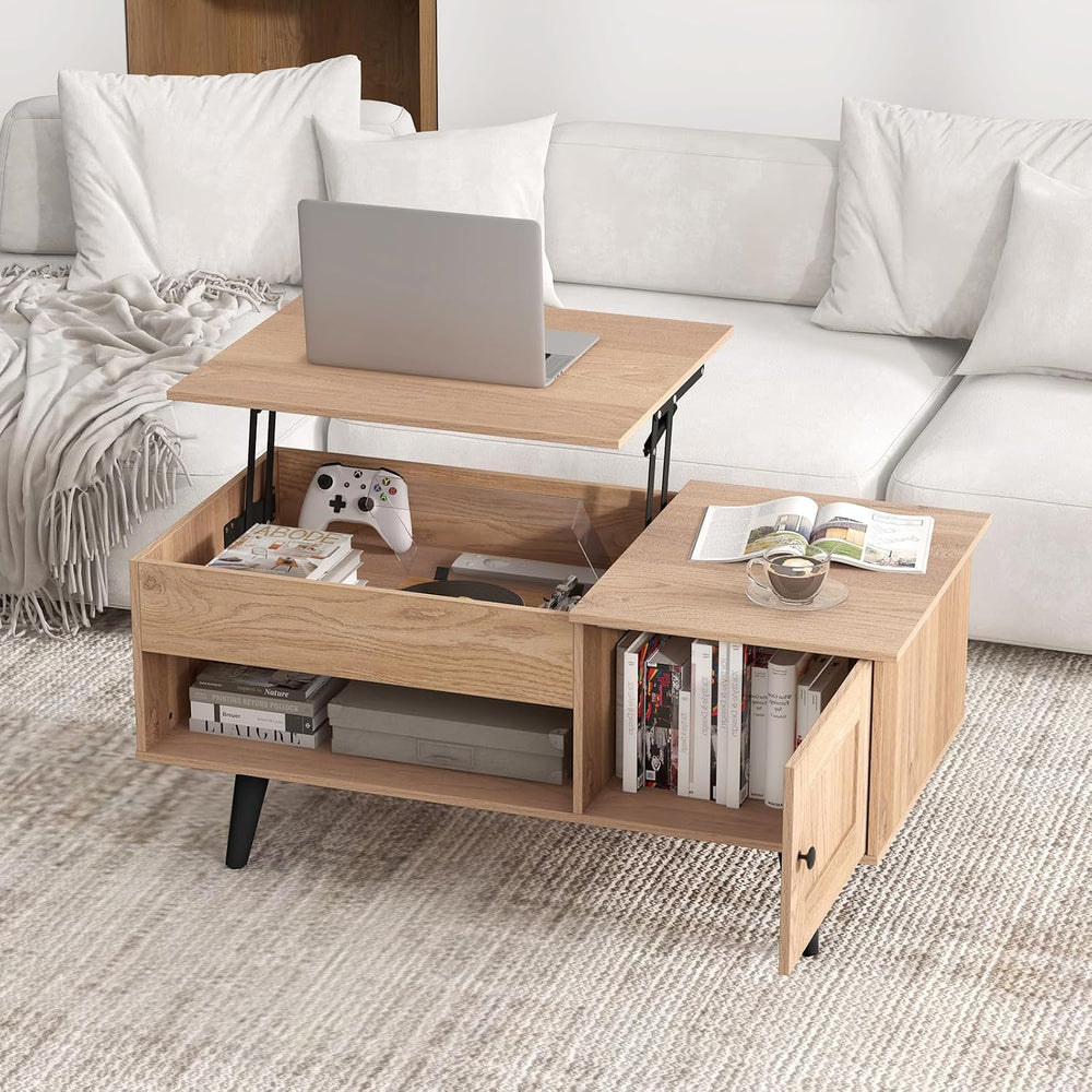 Tangkula Lift Top Coffee Table with Storage, Living Room Table with Hidden Co...