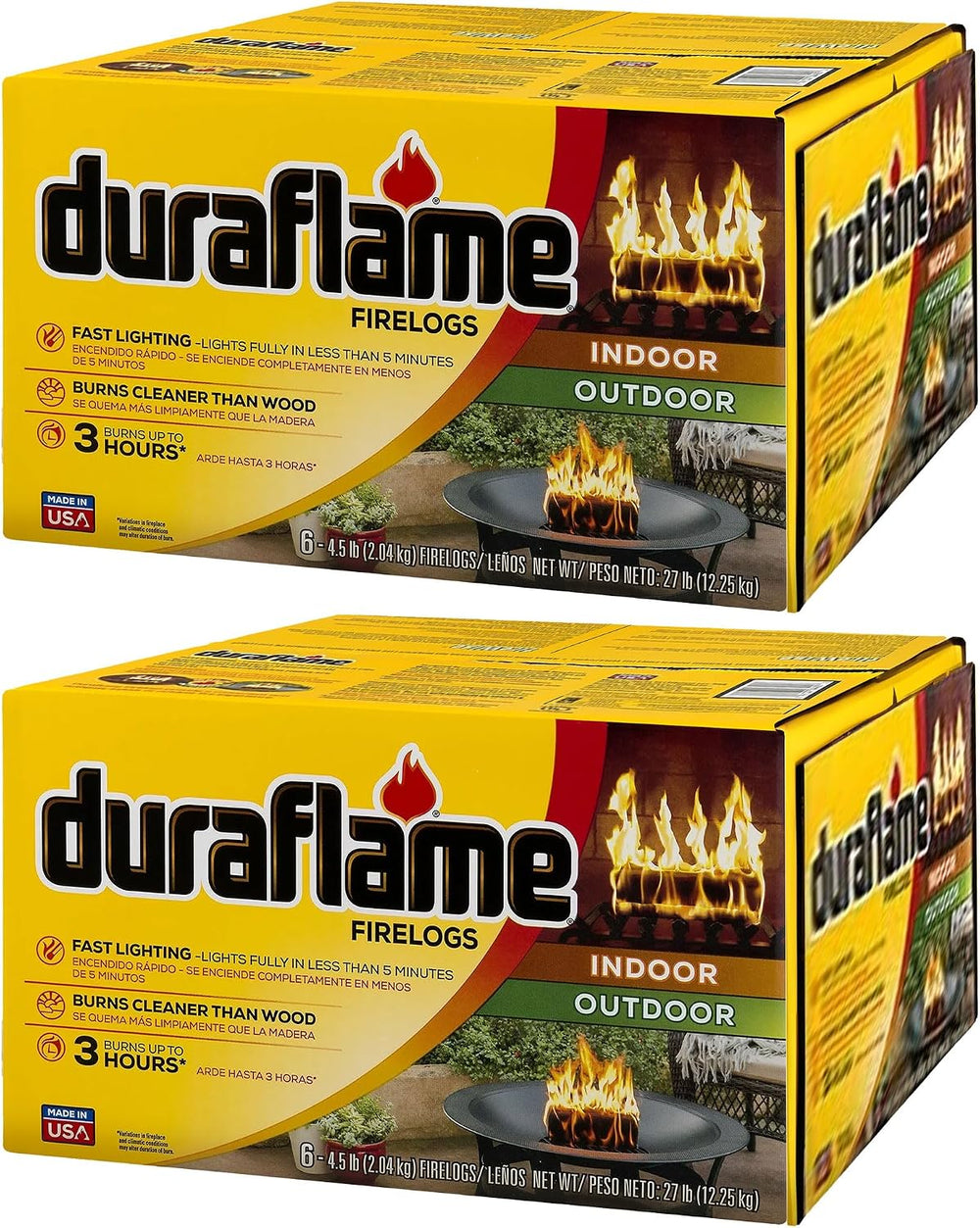 Duraflame Indoor/Outdoor Quick Light Fire Log, 3 Hour Burn, 4.5 lb, 12-Pack