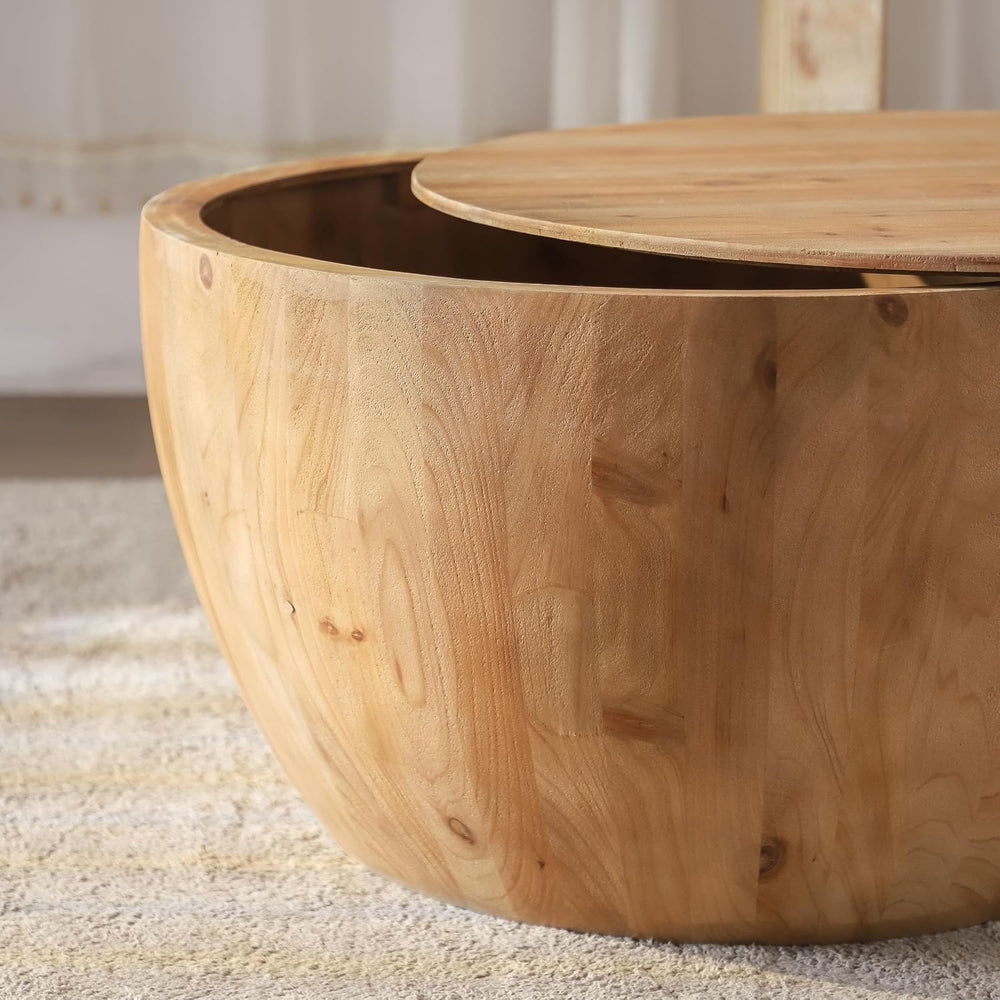 31.50" Coffee Table with Storage, Round Drum Coffee Table for Office, Di...