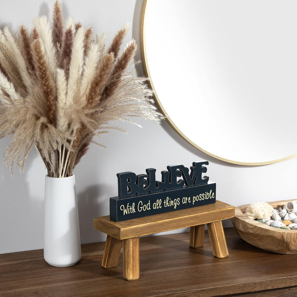 Rustix Mini Wooden Stool - Rustic Decorative Rectangular Mini Pedestal - Idea...