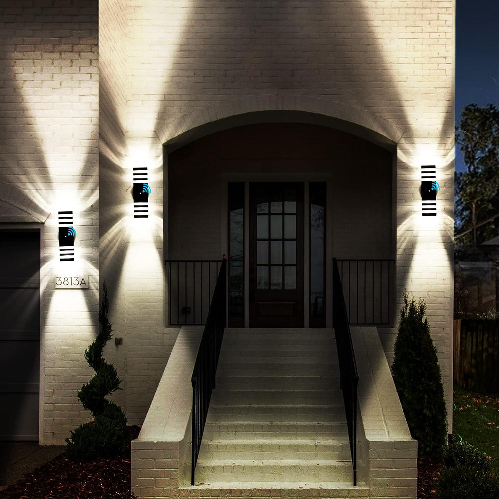 2 Pack Dusk to Dawn Outdoor Wall Lights Modern Black Exterior Light Fixture