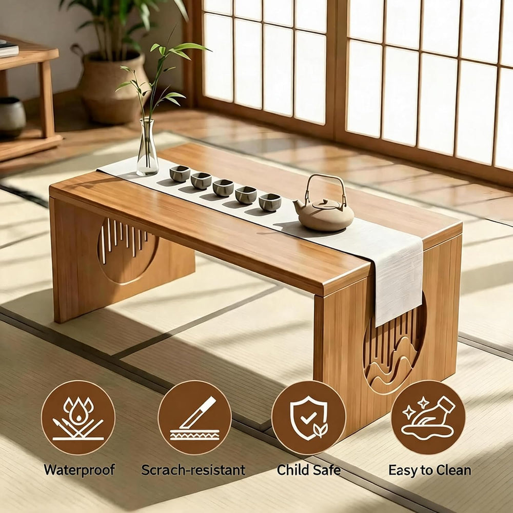 Foldable Japanese Floor Table, Low Folding Coffee Table Small