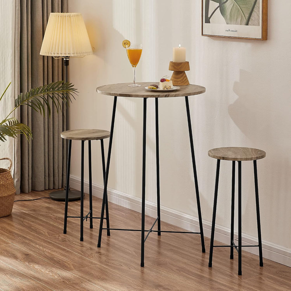 VECELO 3 Piece Pub Table and Chairs Sets Counter Height Bistro Bar Sets with ...