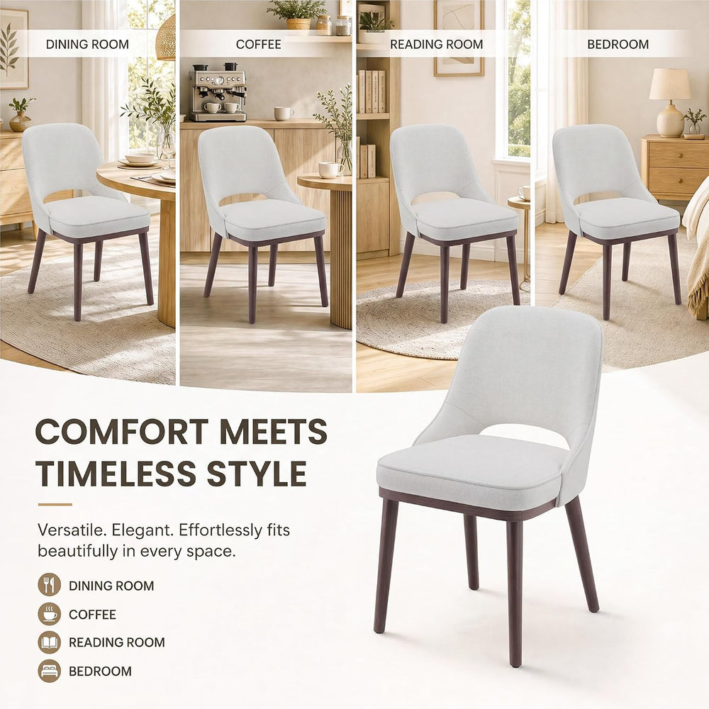 MALOL Wooden Dining Chairs Set of 6, Modern Fabric Upholstered Dining Room Ch...