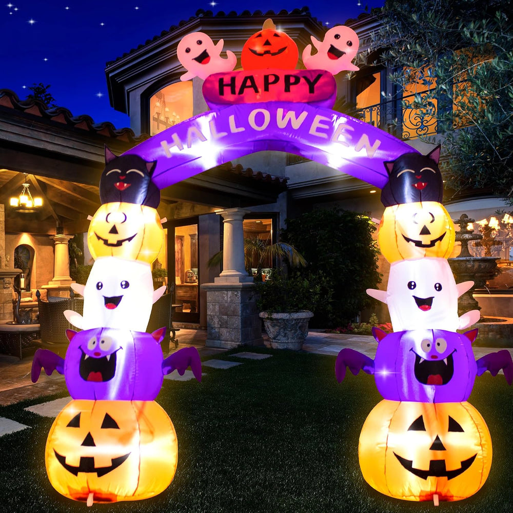 8FT Halloween Stacked Pumpkin Arch Inflatable Decoration