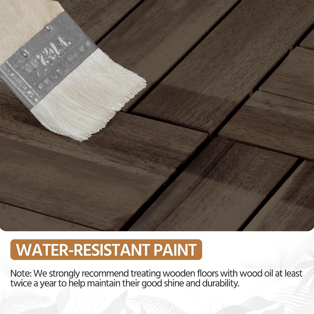 Yaheetech 27PCS Acacia Wood Deck Tiles Interlocking Patio Flooring,Black