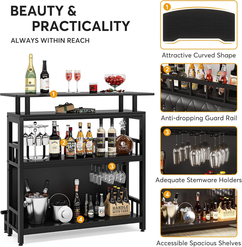 Tribesigns Home Bar Unit for Liquor, 44-Inch Bar Height Table with Storage, B...