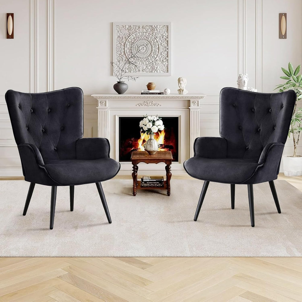 Furniliving Velvet Accent Chair Modern Upholstered Side Armchair with Tapered...