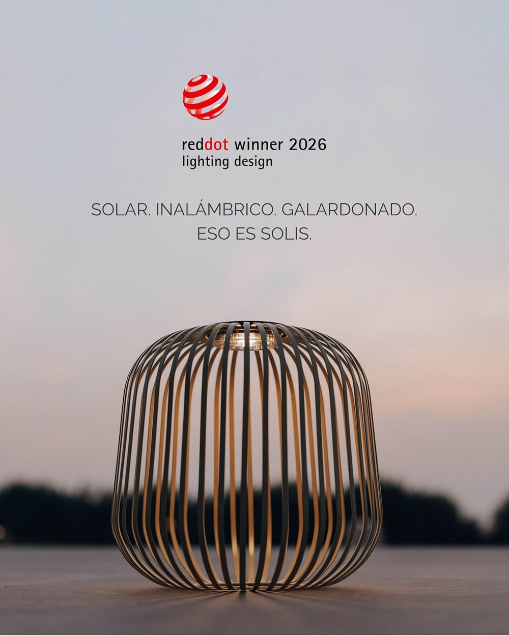 LUUK Studio Solis Solar Table Lamp, Lantern Design, Light Gray, Size S