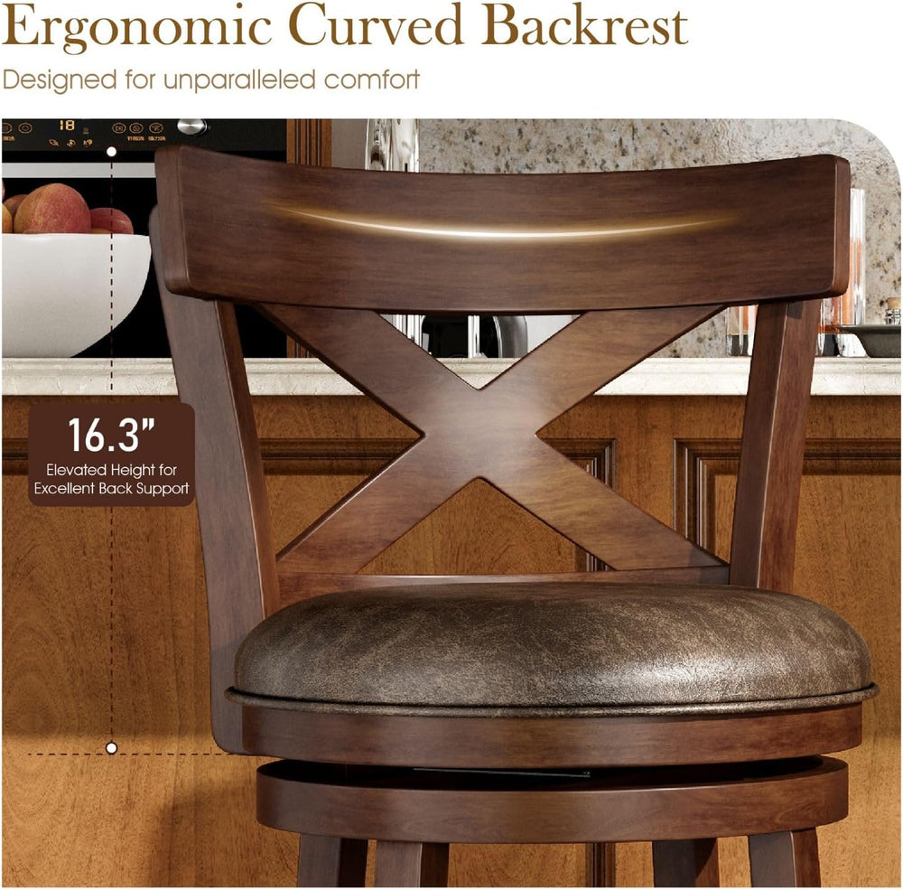 Sophia & William 26 Inch Swivel Bar Stools Set of 2, Counter Height Stools