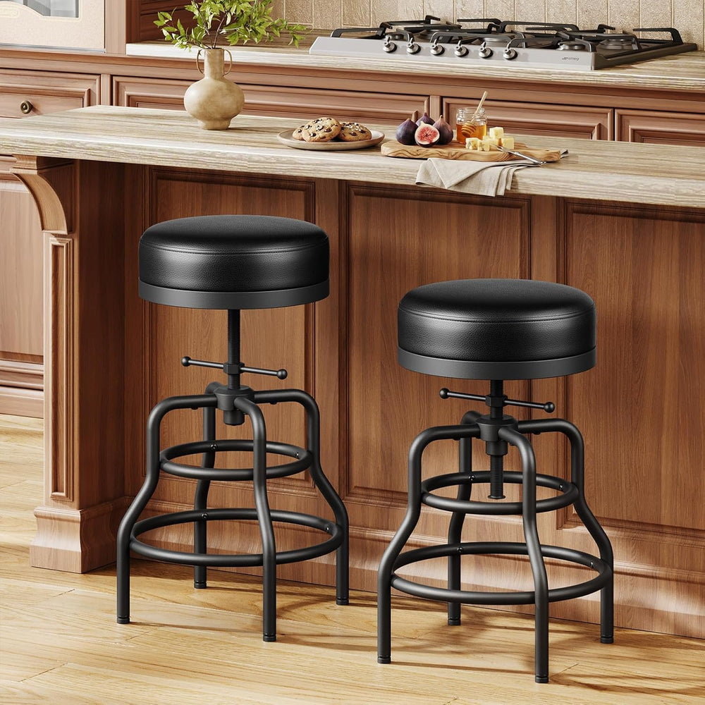 Raynesys 22-29 Inch Adjustable Height Industrial Swivel Bar Stools Set of 2