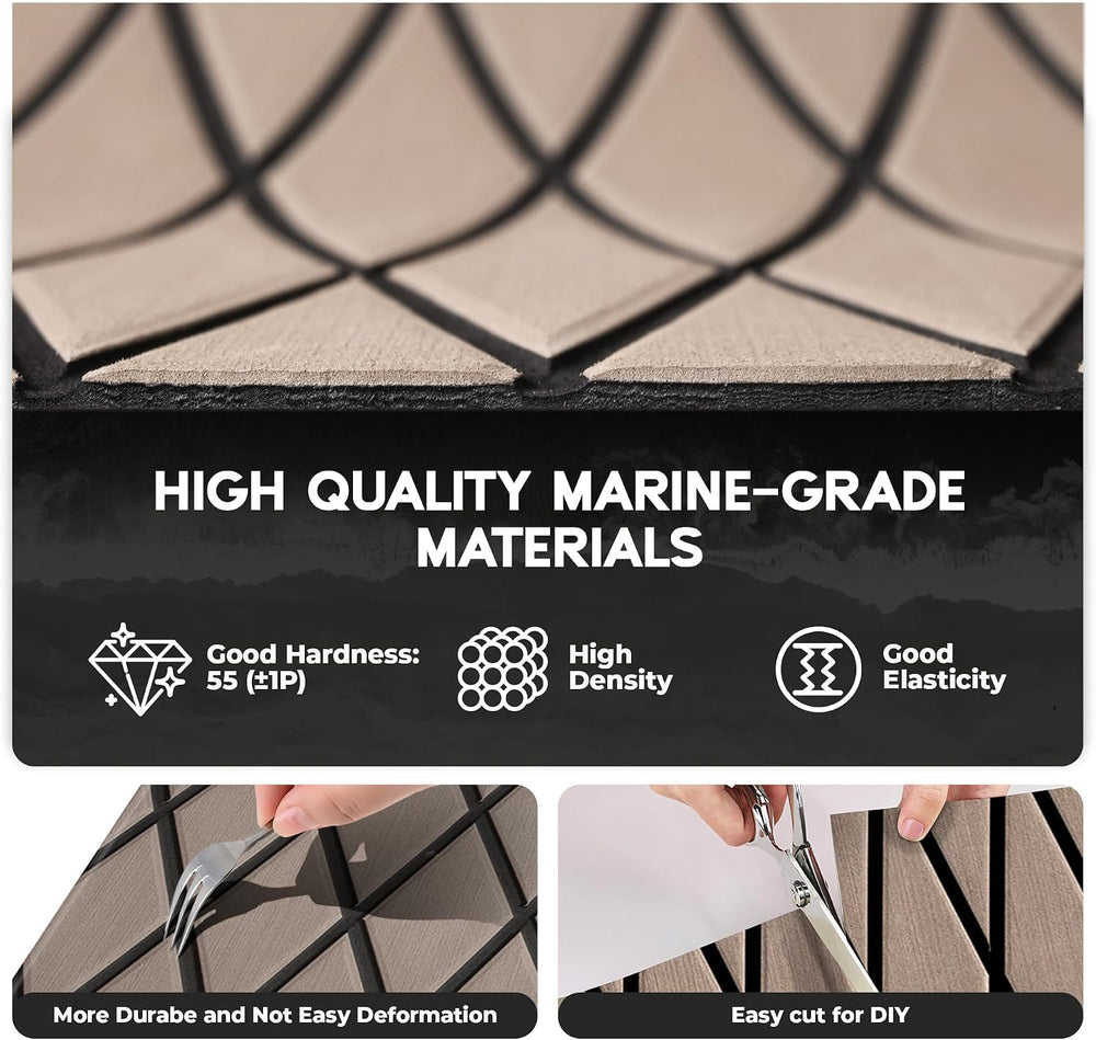 FOCEAN Boat Flooring EVA Foam Boat Decking Diamond Pattern Marine Mat Sheet