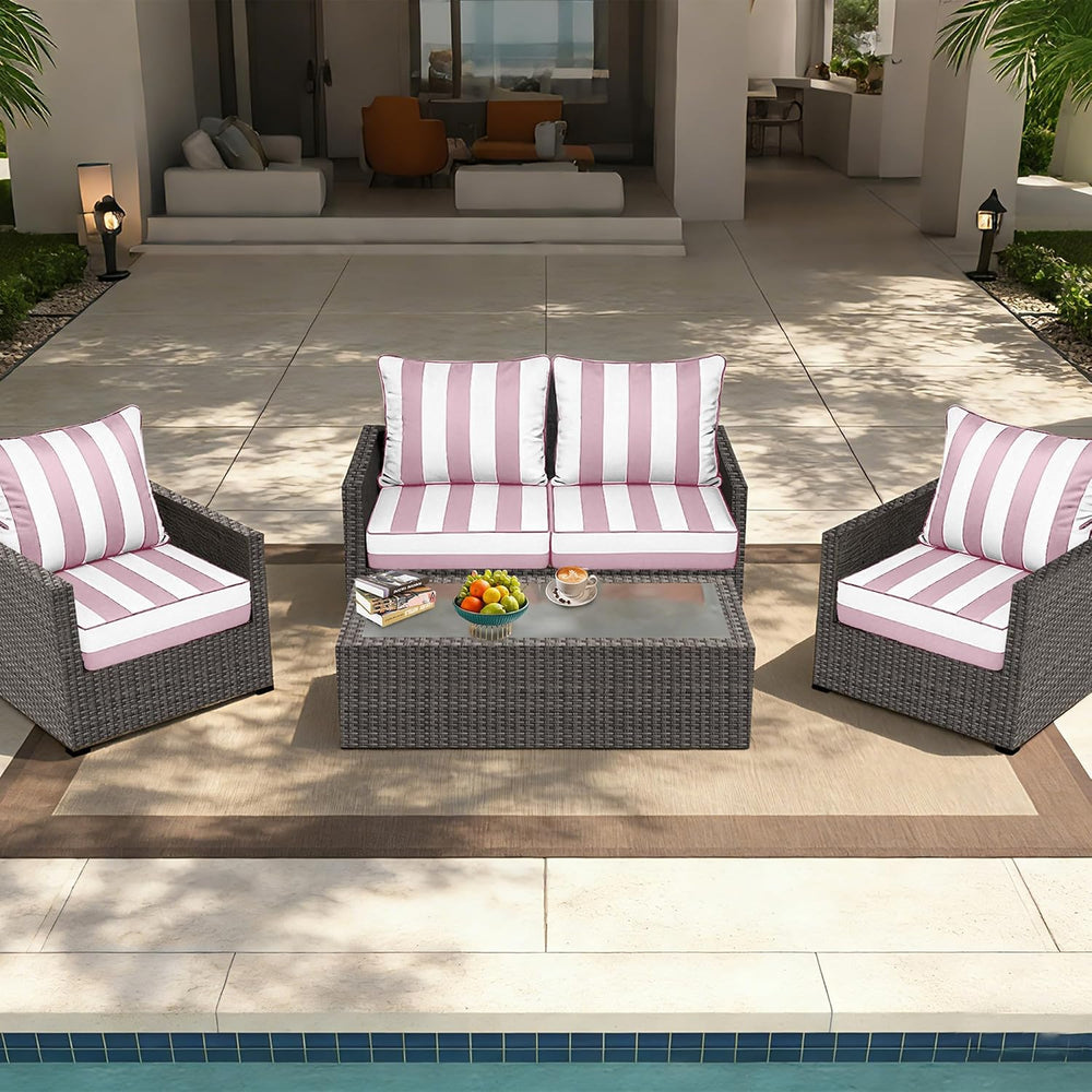22x24 Outdoor Chair Cushions Set of 2, Waterproof Deep Seat Cushions for Pati...
