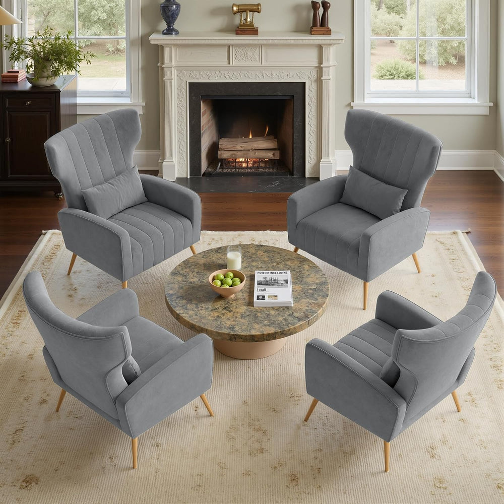 Nalupatio Modern Accent Chairs for Set of 4 Upholstered Velvet Fabric Reading...