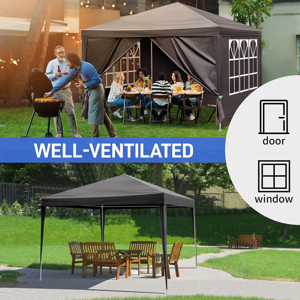 10x10 FT Party Tent, Outdoor Wedding Tents for Parties, Canopy Event Tent wit...