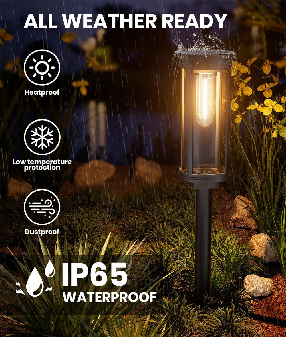 NEWMESSI 8 Pack Solar Pathway Lights Outdoor IP65 Waterproof Super Brightness...