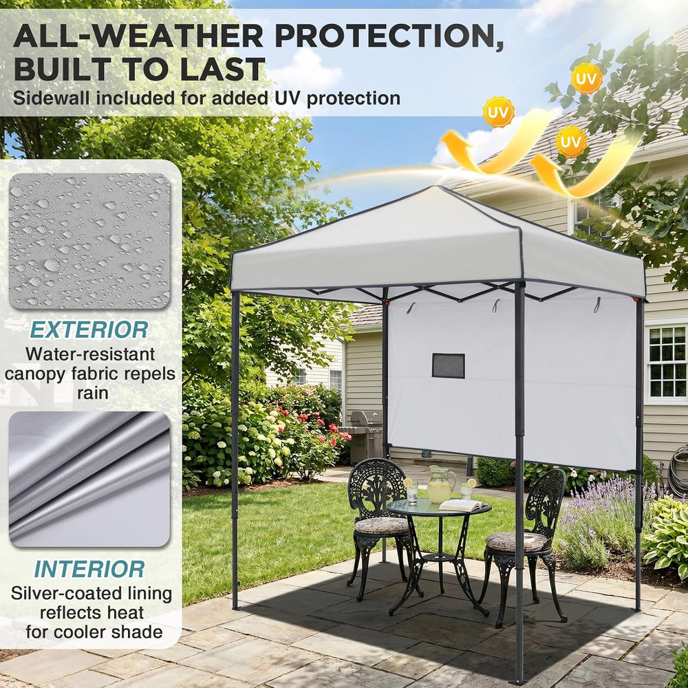 EAGLE PEAK 6x4 Instant Pop Up Canopy Tent with 1 Half Wall, Gray
