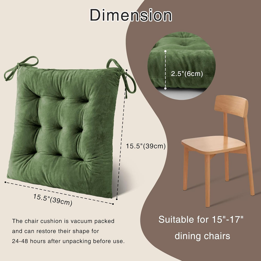 OVOV 4 Pack Chair Cushions for Dining Chairs 15.5"x15.5" Green