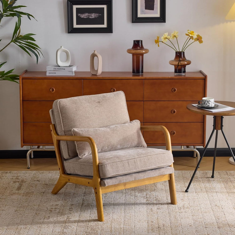 VINGLI Chenille Mid-Century Modern Accent Chair, Cute Reading Arm Chair with ...