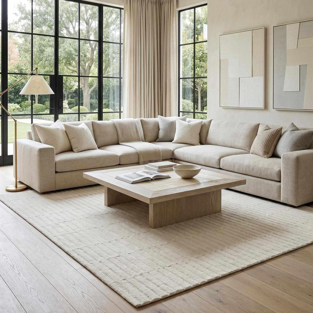 Hauteloom Finial Wool Living Room, Bedroom Area Rug - Neutral Modern Minimali...