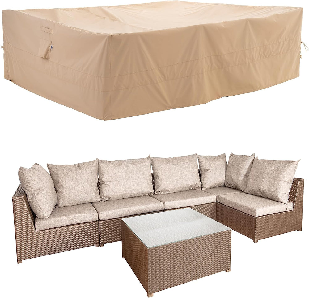 WJ-X3 Large Rectangular Outdoor Table Cover, Waterproof, 126x84x31, Beige