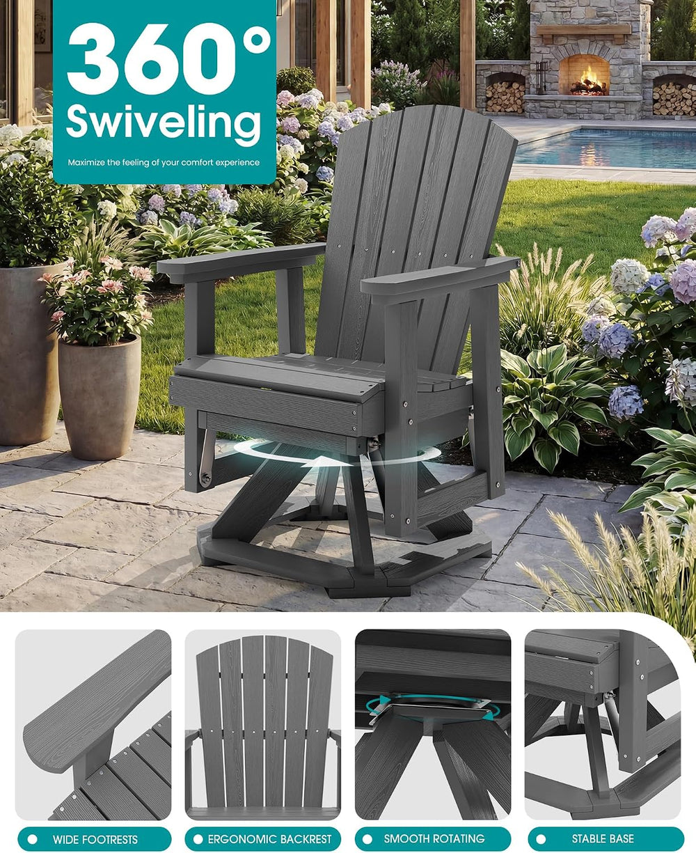 SERWALL Adirondack Swivel Glider Chair, HDPE Glider Set of 4 for Outdoor, All...