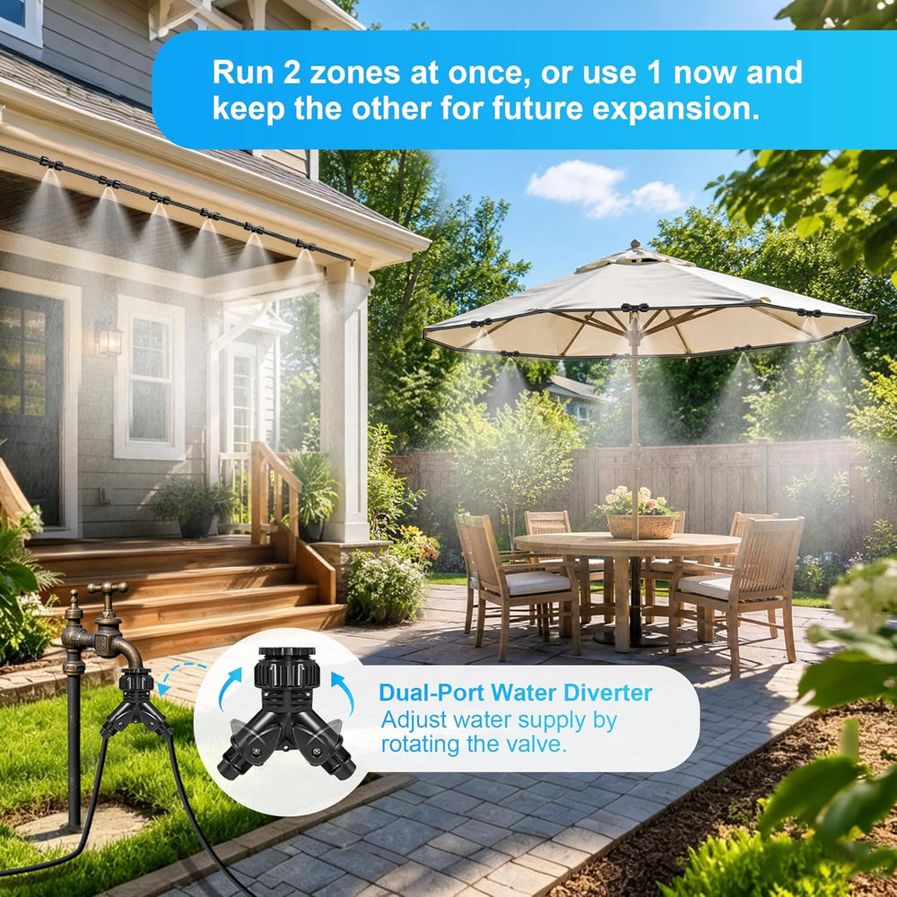 Thiswing 100 FT Dual-Line Misting Cooling System with 24 Brass Nozzles