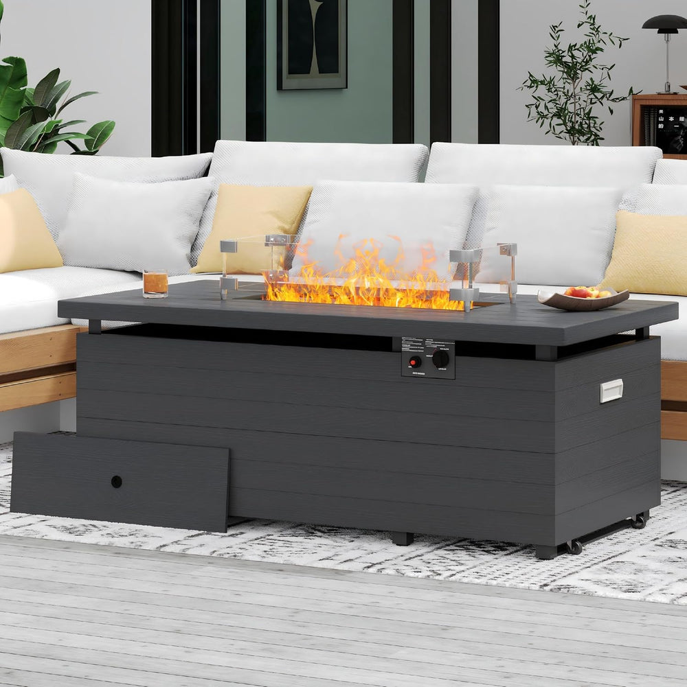 Sundale Outdoor 51 Inch Outdoor Fire Pit Table, 50,000BTU Rectangle Propane F...