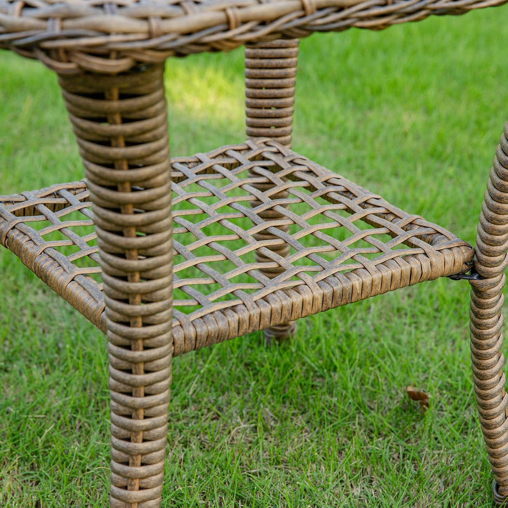 VIVIJASON Outdoor Wicker Side Table, All-Weather Rattan Patio Side Table Bist...