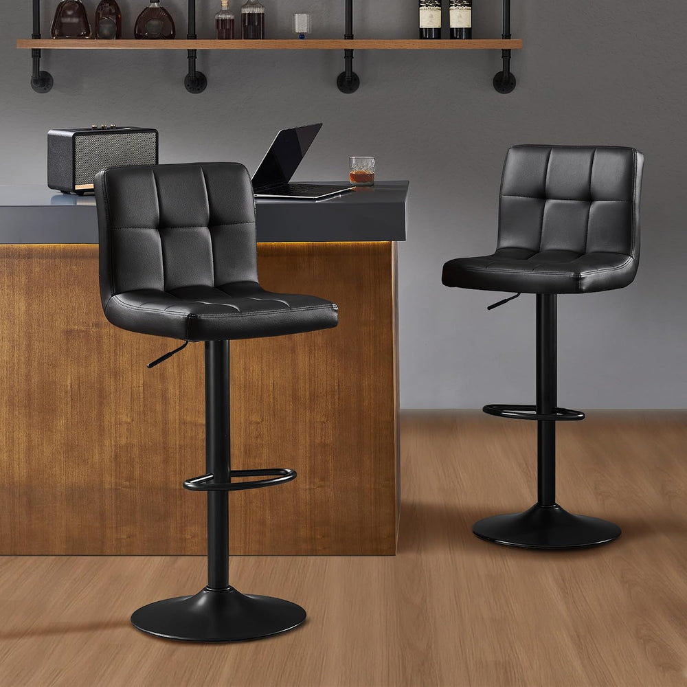 Bar Stools Set of 2, Thickened Seat Cushion Square Swivel Bar Stools with Bac...