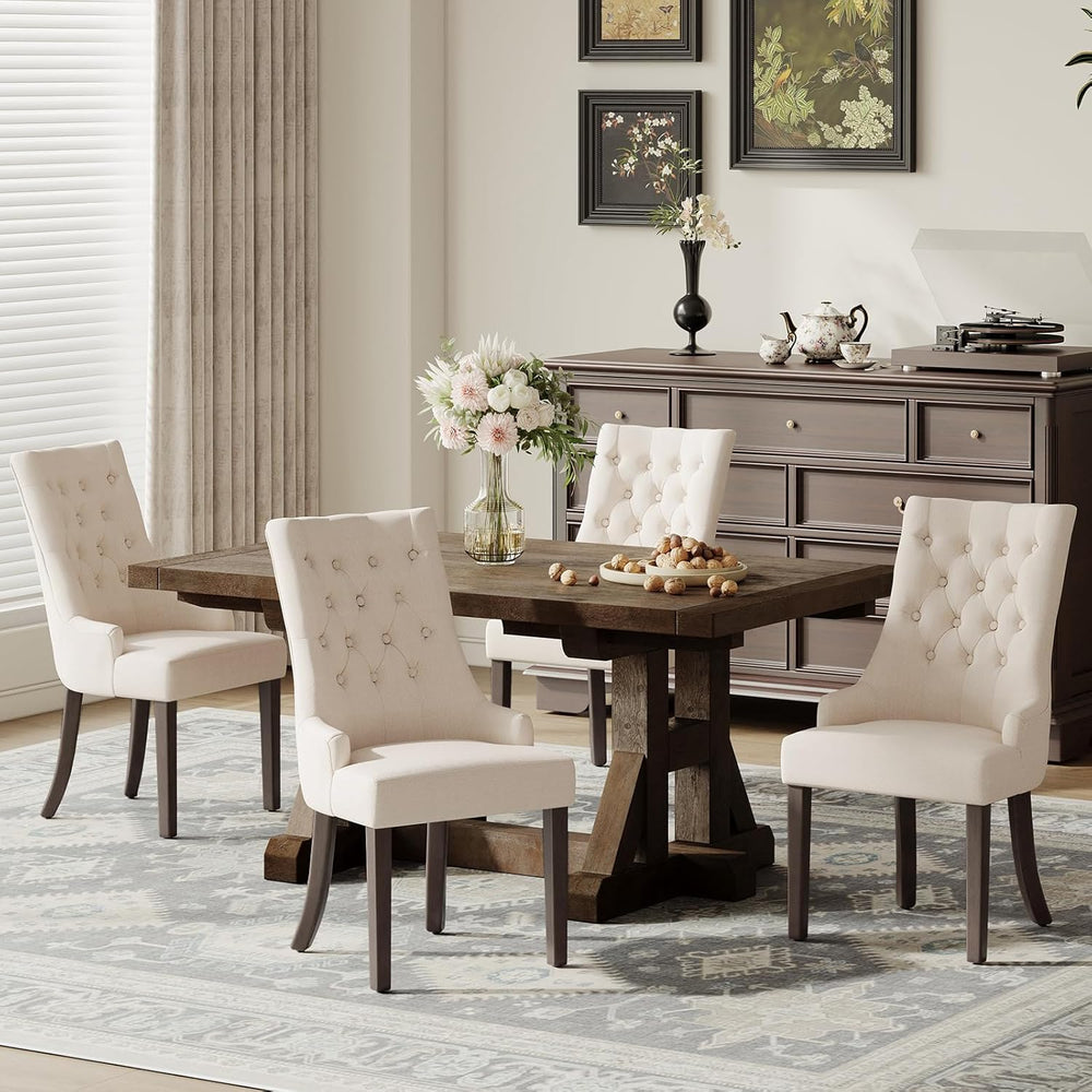 COLAMY Wingback Upholstered Dining Chairs Set of 4, Fabric Side Dining Room C...