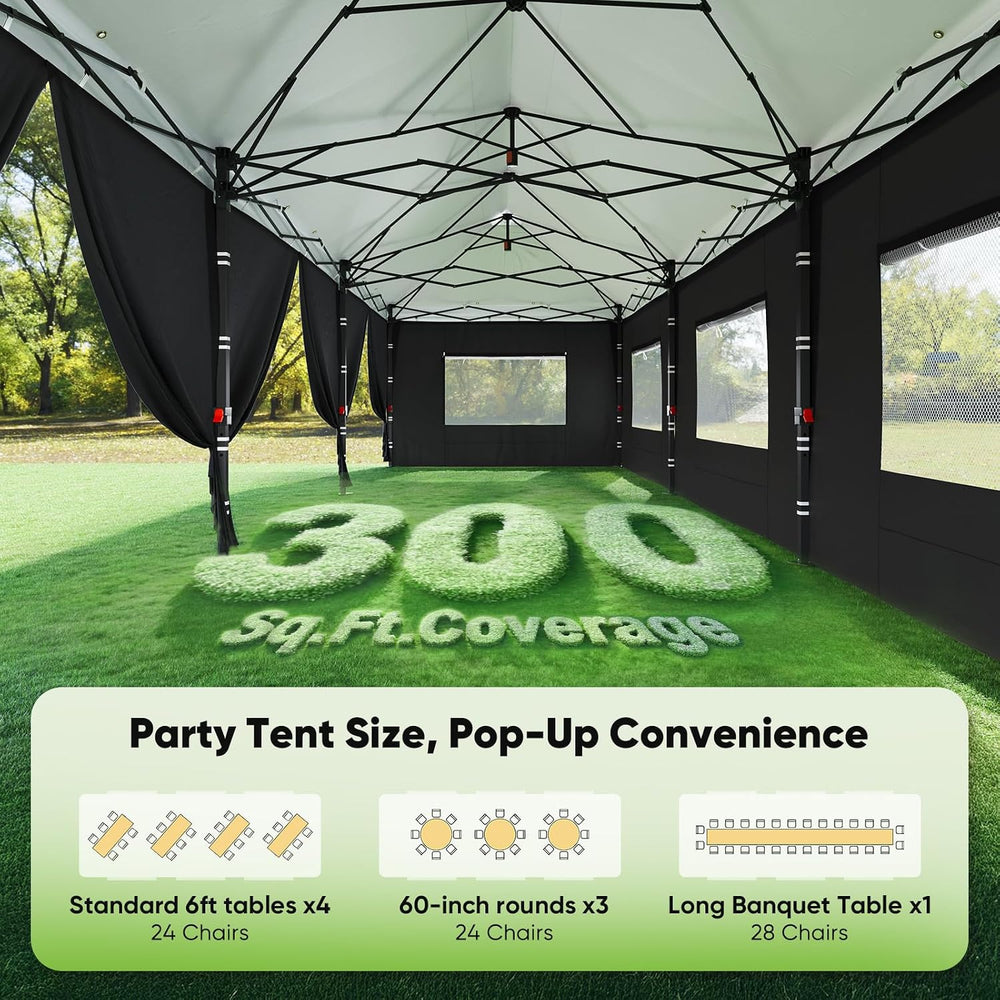 Quictent 10x30FT Pop up Canopy with Sidewalls