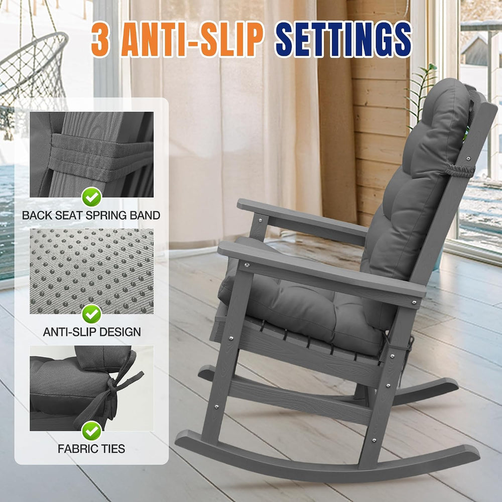 YEFU Adirondack Chair Cushion, 49x20 Rocking Chair Cushions Set of 2, Gray