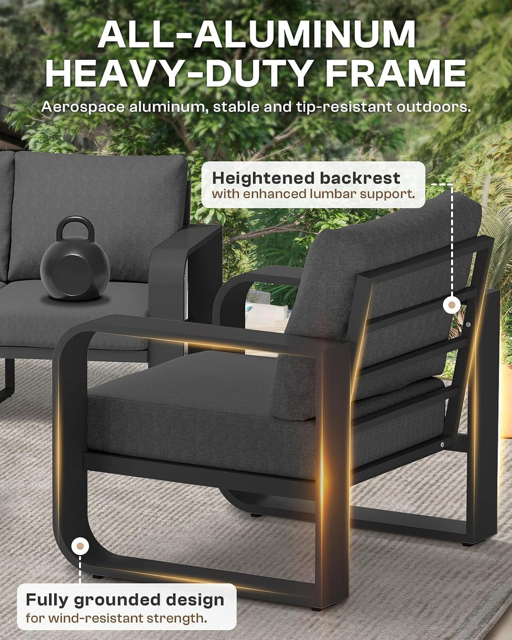 Oversized Aluminum Outdoor Furniture Set, Extra Large Patio Furniture Sofa Se...