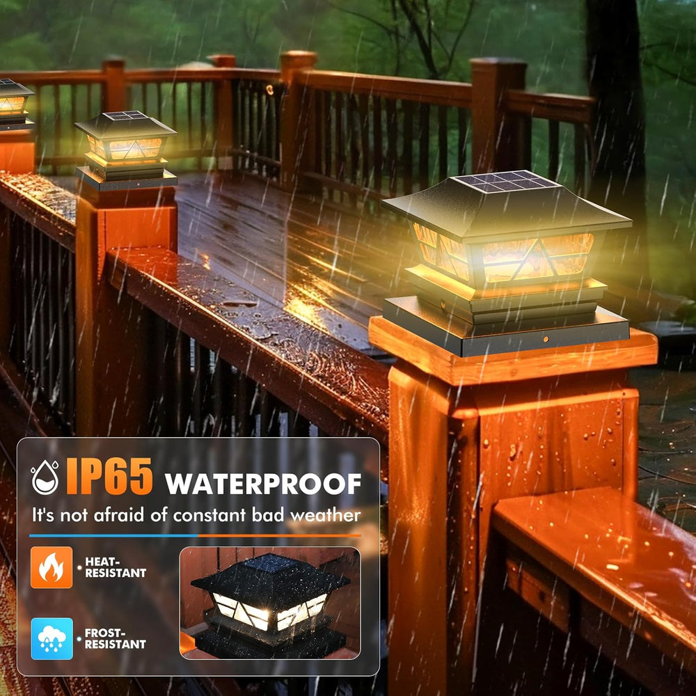 Solar Post Lights Outdoor Waterproof RGB Color Changing Modes Fence Post Cap ...