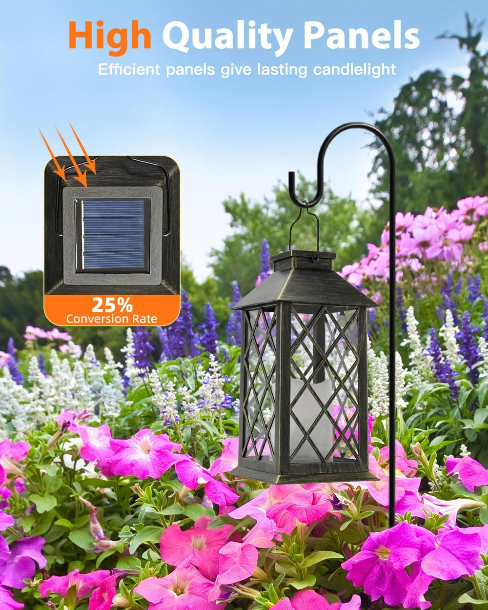 Otdair Solar Lanterns Outdoor Waterproof 14" Flickering LED, 2 Pack, Bronze