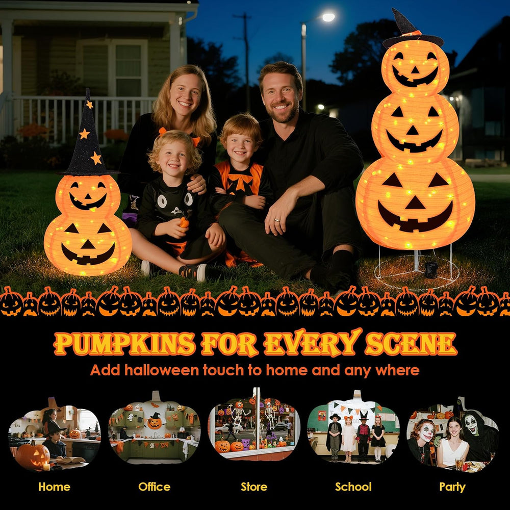 3FT Pumpkin Halloween Decorations Outdoor, 8 Modes Battery Operated Pumpkin D...