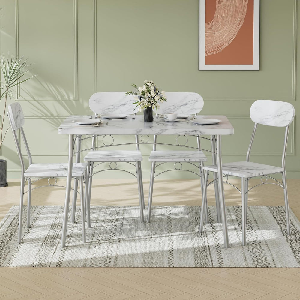 VECELO Dining Table Set for 4, 5-Piece Kitchen Table with 4 Chairs, MDF Board...