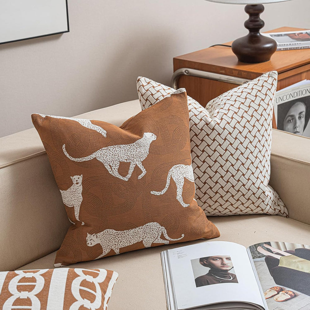 Croker Horse 22x22'' Inches Throw Pillow Cushion Cover - Leopard Chee...